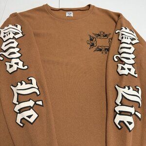Boys Lie OSO Thermal Shirt Mens 25x28 Orange Streetwear Long Sleeve